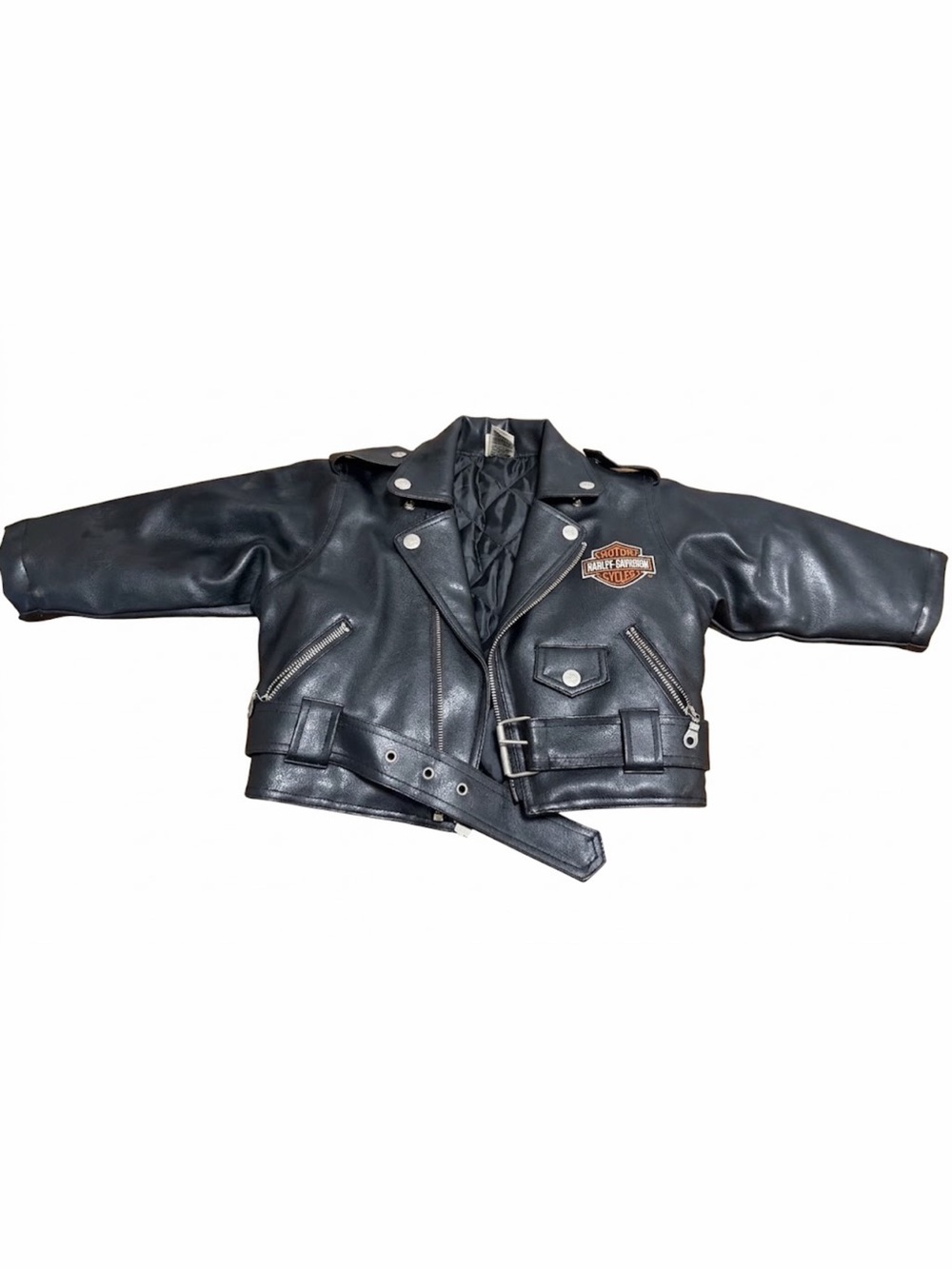 Harley-Davidson Black Kids Moto Biker Jacket with Patch 24M